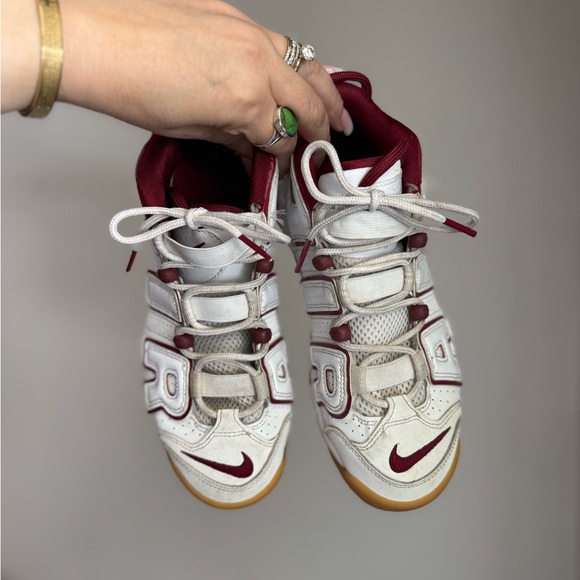 Nike Air Uptempo GS White Maroon Youth Big Kids Size 5 Basketball Sneakers - Picture 2 of 4